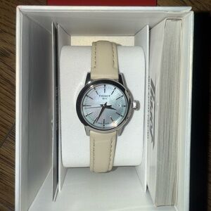Tissot Silver Dial with Cream Strap Watch